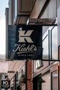 Moscow, Russia - September 14, 2019: Outdoor advertising sign with the Kiehls logo. Kiehl`s LLC is an American cosmetics brand Royalty Free Stock Photo