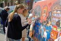 People paint on Tverskaya street at the City Day 870 years in Moscow Royalty Free Stock Photo