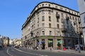 Moscow, Russia, September, 01, 2018. People walking near house 1/2 building 1 at the intersection of Solyanka and Zabelin streets, Royalty Free Stock Photo