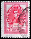 Postage stamp printed in Argentina shows Jose Francisco de San Martin 1778-1850, Famous Argentinians serie, circa 1946 Royalty Free Stock Photo