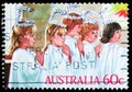 Postage stamp printed in Australia shows Angels, Christmas serie, circa 1986