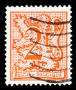 Postage stamp printed in Belgium shows Number on Heraldic Lion, serie, circa 1978