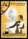 Postage stamp printed in Colombia shows Mother and Children, Issued to publicize women`s political rights serie, 35 Colombian Royalty Free Stock Photo