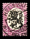 Postage stamp printed in Finland shows Definitive series I, Watermark posthorn, Model Saarinen serie, circa 1928