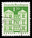 Postage stamp printed in Germany shows Tegel castle, Berlin, German buildings from twelve centuries, large size serie, circa 1969