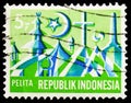Postage stamp printed in Indonesia shows Five Year Development Plan, 5 Rp - Indonesian rupiah, serie, circa 1969
