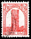 Postage stamp printed in Morocco shows Rabat: Tour Hassan, Definitive issue serie, circa 1943