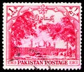 Postage stamp printed in Pakistan devoted to 7th Year Of Independence, Badshahi Masjid mosque, 1 Pakistani anna, serie, circa 1954