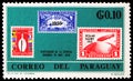 Postage stamp printed in Paraguay shows Paraguay #835, C97 - Germany #C40, German contributors in space research serie, circa 1966