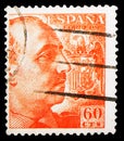 Postage stamp printed in Spain shows General Franco, serie, circa 1940