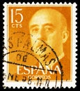 Postage stamp printed in Spain shows General Franco, serie (V) 1955-1975, circa 1955