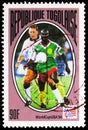 Postage stamp printed in Togo shows Game Scene, 90 CFA - West African CFA franc, Football Wold Cup, USA 1994 serie, circa 1994