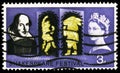 Postage stamp printed in United Kingdom shows Puck and Bottom in A Midsummer Night\'s Dream, Shakespeare Festival serie, circa 196