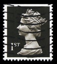 Postage stamp printed in United Kingdom shows Queen Elizabeth II, First class, Decimal Machin serie, circa 1989 Royalty Free Stock Photo