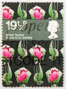 Postage stamp printed in United Kingdom shows Untitled by Steiner and Co, British Textiles serie, circa 1982