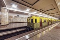 Retro subway train of A series stands by the platform Royalty Free Stock Photo