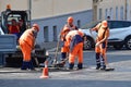 Moscow, Russia, September, 01, 2018. Road works in Podkolokolny lane in Moscow