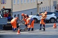 Moscow, Russia, September, 01, 2018. Road works in Podkolokolny lane in MoscowR