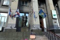 Sculpture of a Soviet tankman near the hotel `Slavyanka` in Moscow.