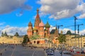 Moscow, Russia - September 30, 2018: St. Basil`s Cathedral on Red Square in Moscow at sunny day. Moscow historical center landscap Royalty Free Stock Photo