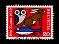 Fish, Owl, and hare, Fauna serie, circa 1959