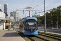 MoscowRussia, September 3, 2020Tram on the city street Royalty Free Stock Photo