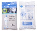 Moscow, Russia, September 20, 2023: Tyvek Classic Xpert Disposable Medical Hood Protective Suit