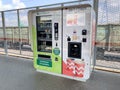 Moscow, Russia - September 14, 2019: Vending automates for selling hot drinks, beverages and snacks, tea and coffee and chocolade