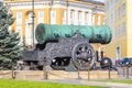 View of the Tzar Cannon, monument of Russian artillery casting art.