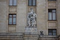 MOSCOW / RUSSIA - 20/04/2019 soviet communist stone sculpture of a sitting mother holding a baby child sculptors Baburin, Royalty Free Stock Photo