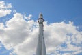 Moscow. Russia. Space rocket and clouds over Moscow against the blue sky Royalty Free Stock Photo