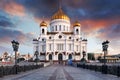 Moscow, Russia - Sunset view of Cathedral of Christ the Savior Royalty Free Stock Photo