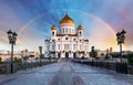 Moscow, Russia - Sunset view of Cathedral of Christ the Savior Royalty Free Stock Photo