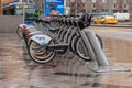 12-10-2019, Moscow, Russia. Take a Bicycle for rent, Moscow city bike rental and sports equipment rental network. Automated