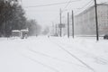 Moscow, Russia. 13th February 2021. A blizzard covered the city