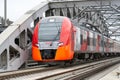 Train `Lastochka` at the Moscow Central Ring.