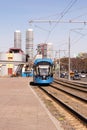 Moscow, Russia, The tram on route 17 runs in the VDNH Royalty Free Stock Photo