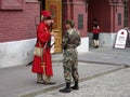 Moscow. Russia. Two soldiers are talking.