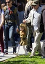 Victory Day in Moscow. Cute little Asian girl in military uniform on Victory Day. Royalty Free Stock Photo