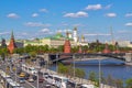 Panoramic view of the Kremlin and Bolshoy Kamenny bridge Royalty Free Stock Photo