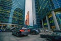 17/10/2019 Moscow, Russia, view of modern corporate buildings against the blue sky. high-rise buildings and skyscrapers Moscow Int Royalty Free Stock Photo