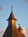 Old Russian wooden dome with cross Royalty Free Stock Photo