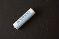 Moscow, Russian Federation - April 24, 2019: An eneloop AA battery. Panasonic Corporation is a Japanese multinational