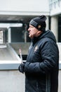 Moscow, Russian Federation- January 27, 2018: Russian fan Dmitry Bugrov conducts an excursion around the stadium of CSKA