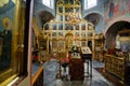 Moscow, Russian Federation-May 23, 2021: Selective focus. The altar and candles in the Orthodox Church Royalty Free Stock Photo