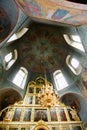 Moscow, Russian Federation-May 23, 2021: Selective focus. The altar and candles in the Orthodox Church Royalty Free Stock Photo