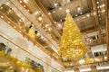 MOSCOW, RUSSIAN FEDERATION - 04.01.2019: New Year`s and Christmas interior decoration of TSUM department store in Moscow on Red