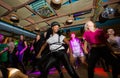 MOSCOW, RUSSIAN FEDERATION - OCTOBER 13, 2018: Cuban dance teachers conduct a master class in salsa and reggaeton in the night clu