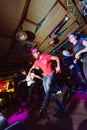 MOSCOW, RUSSIAN FEDERATION - OCTOBER 13, 2018: Cuban dance teachers conduct a master class in salsa and reggaeton in the night clu