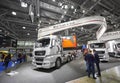 MOSCOW, SEP, 5, 2017: Silver MAN truck on Commercial Transport Exhibition ComTrans-2017. MAN trucks exhibits. Automobile industry.